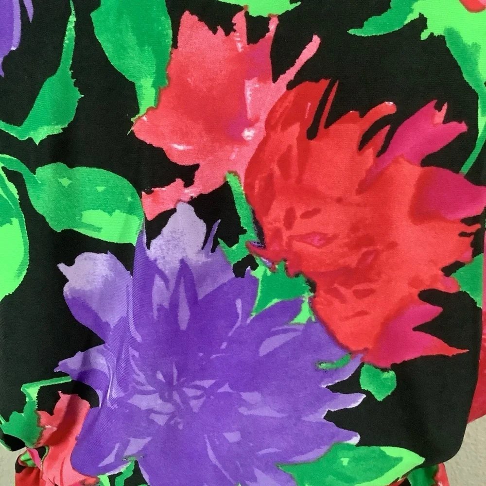 LAUREN Ralph Lauren Sleeveless Dress 1X Faux Wrap Dark Floral Work Wedding - Picture 6 of 14